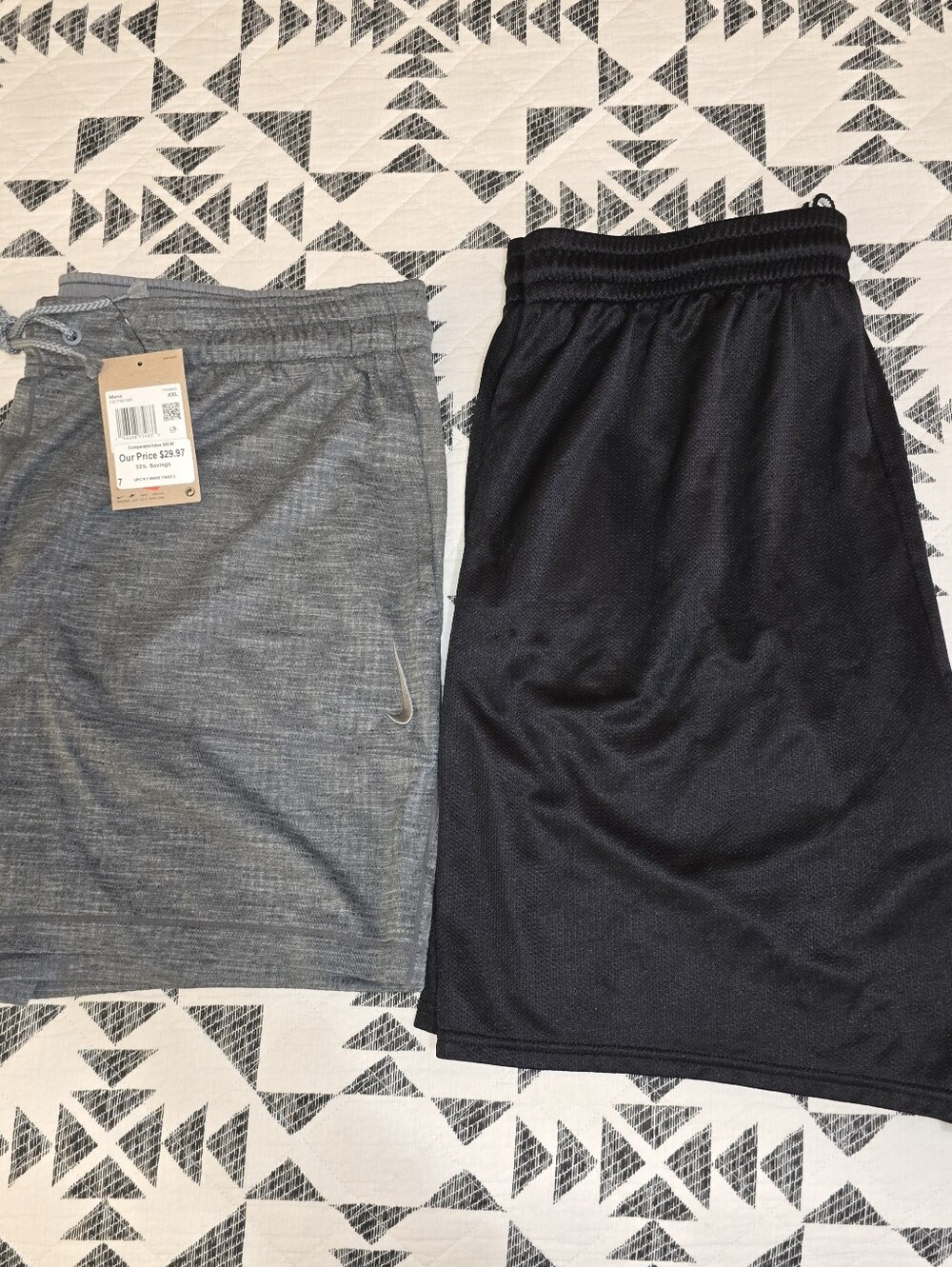 XXL - (BUNDLE) 2pcs. Nike / Head Men's Gray and Black Midi Athletic Shorts